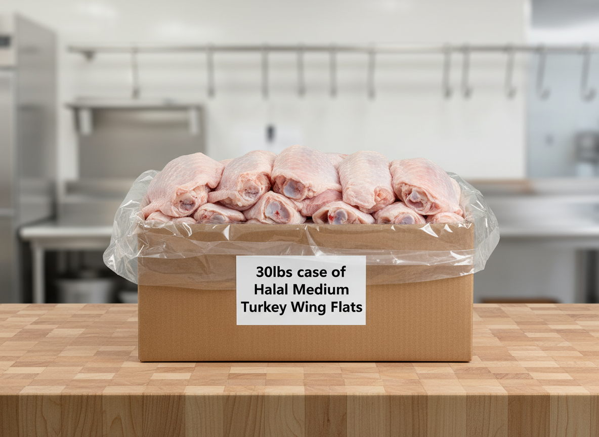 Case of 30 lbs Halal Small Turkey Wing Flats (Wholesale)