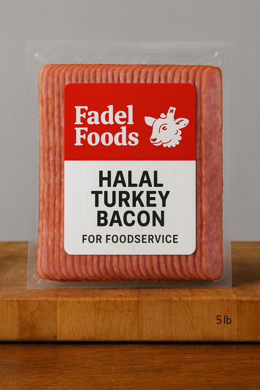 Fadel Foods Halal Turkey Bacon Sliced 5 lbs (Wholesale)