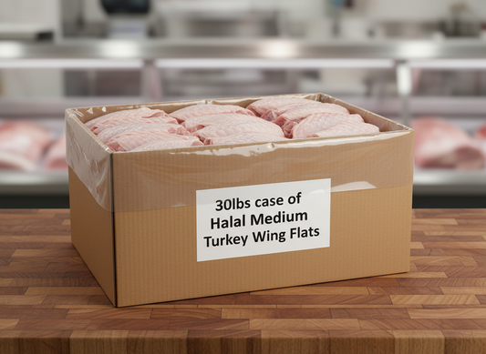 Case of 30 lbs Halal Small Turkey Wing Flats (Wholesale)