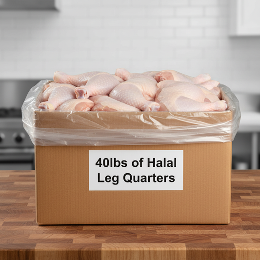 Case of 40 lbs Halal Leg Quarters (Wholesale)