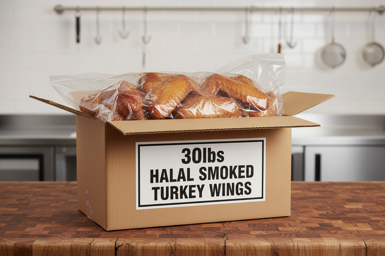 Case of Halal Smoked Turkey Wings (30lbs)